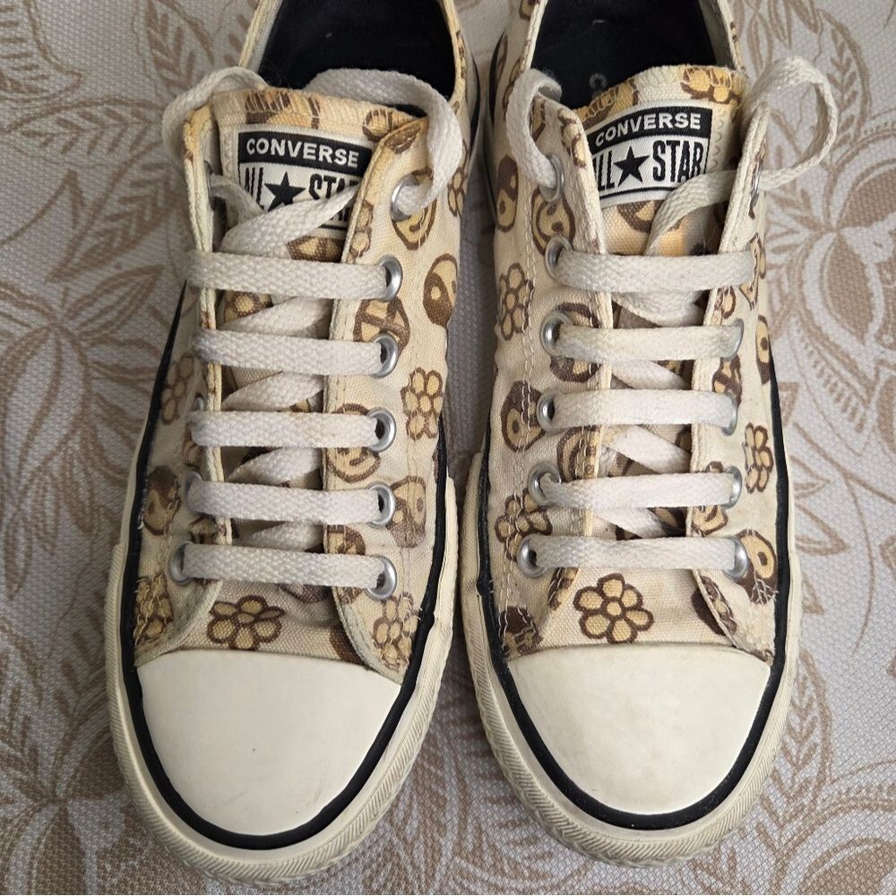 CONVERSE ALL STARS LIFT PEACE YIN YANG FLOWER SMILEY PLATFORM CONS WM6.5/MN 4.5 - Picture 10 of 10